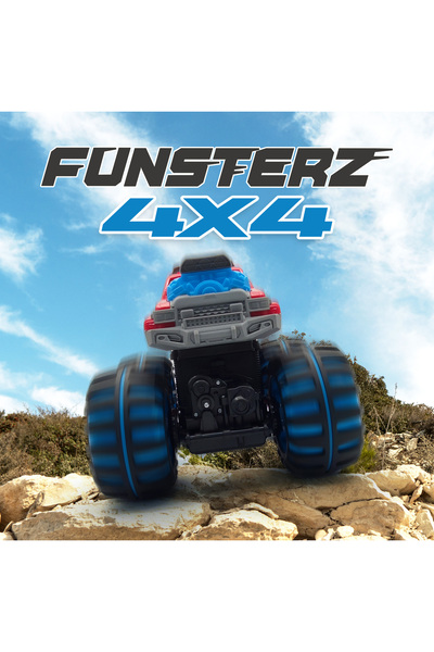 funsterz Neon Series Wild RC Truck | 1:12 Scale Red Remote Control Car with LED Lights & Battery