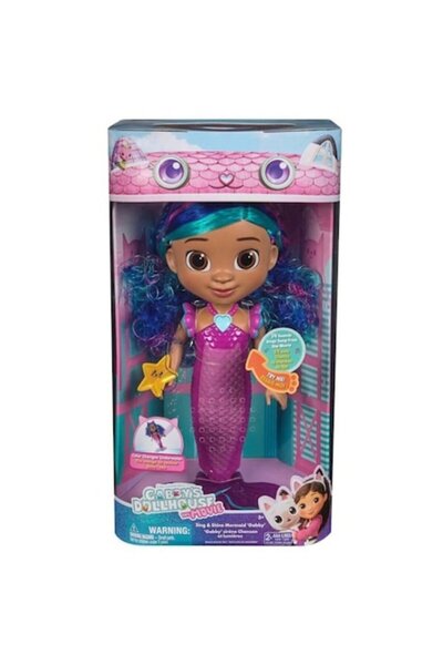 Gabby's Dollhouse Păpușă sirenă Meowgical, cu lumini și efecte sonore, multicoloră, 36 cm