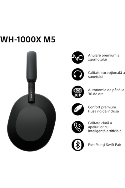 Sony Ασύρματα ακουστικά ακύρωσης θορύβου WH-1000XM5