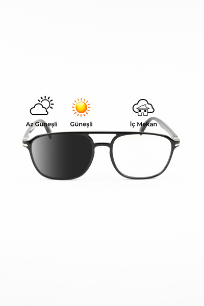 Focus On Pantos Black Photochromic Screen Glasses with Blue Light Filter