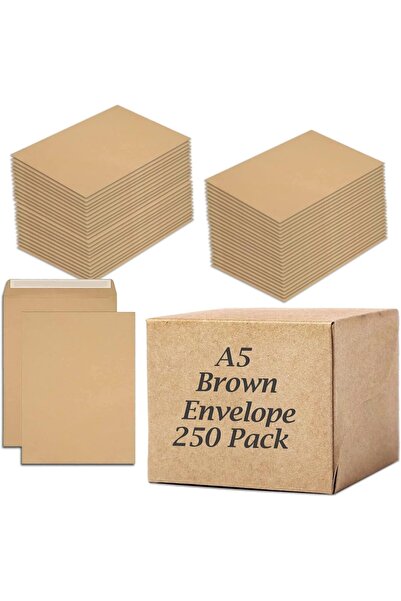 MARKQ [A5] مظاريف بنية [عبوة من 250]، 10 × 7 بوصة، مظاريف بريد ذاتية الغلق، 8...