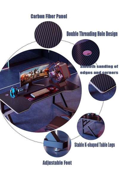 COOYA Gaming Desk,Large Manual Height Adjustable Black Gaming Computer Desk,X-frame Design,100*60*75cm