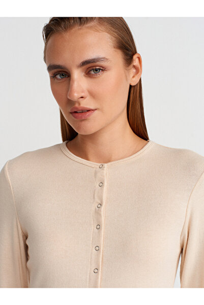 Dilvin 32055 Long Sleeve Cardigan-Stone