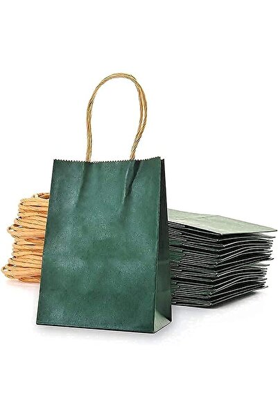 MARKQ أكياس ورقية خضراء داكنة [عبوة من 24] أكياس هدايا كرافت صغيرة مقاس 15 × ...