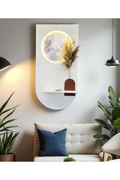 Lumini de Poveste Tablou LED decorativ Luna, Decor Vegetal Uscat