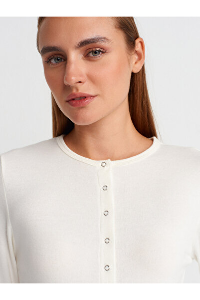 Dilvin 32055 Uzun Kollu Hırka-Ekru