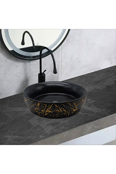 Lumini de Poveste Lavoar pe blat, Ceramica, Negru, Auriu, Rotund, Special