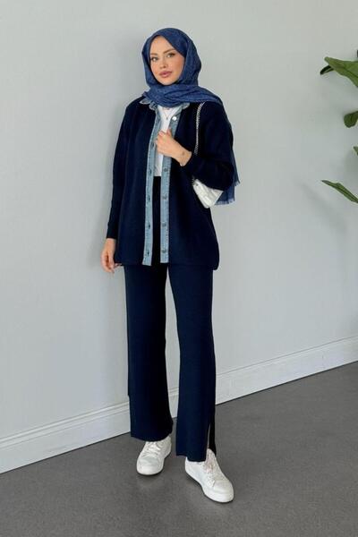 Şulemoda Giyim بدلة ميدوسا يوموسو بتفاصيل من الدنيم باللون الأزرق الداكن