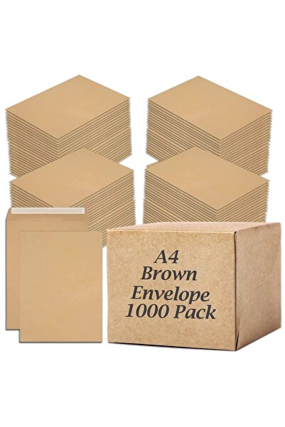 MARKQ [A4] مظاريف بنية [عبوة من 1000]، 12.75 بوصة × 9.25 بوصة، مظاريف بريد ذاتية الغلق، 80 جرامًا للمتر المربع