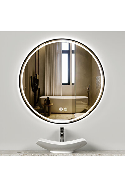 Lumini de Poveste Oglinda LED 35W de baie Luxury Round Black 70 cm OD16BK