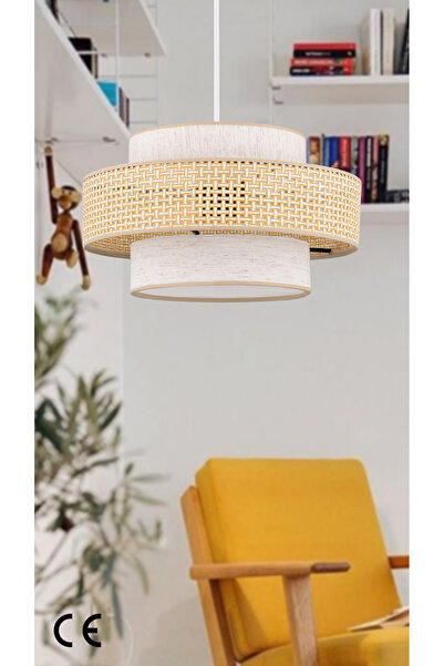 yamsan Doğal Hazeran Rattan 3 Katlı Pasta Sarkıt Avize Çocuk Odası Yatak Odası Salon Mutfak Hol