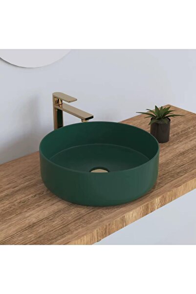 Lumini de Poveste Lavoar rotund pe blat, Ceramica, Verde, Premium LDPHY-8070AYL3