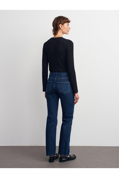 Dilvin 72049 Comfort Lycra Straight Pants-Navy Blue