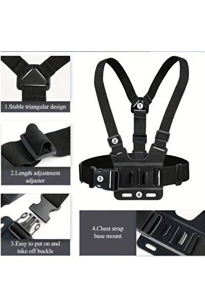 HYVESTO Phone and GoPro Holder with Hands-Free HYVESTO®, Universal, Adjustable Straps, 5-in-1 Set, Black