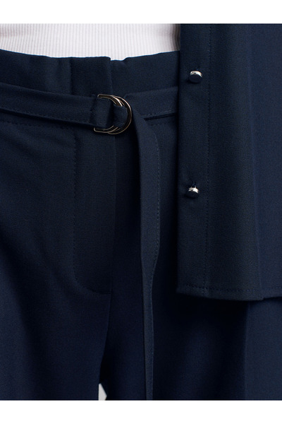 Dilvin 72180 Kemerli Geniş Paça Pantolon-Lacivert