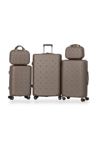 Red Sea Dabsh Bridal Travel Bag Set - 5 Pieces Includes 3 Trolley Bags and 2 Makeup Bags - with Flexible Covers - 360 Degrees
