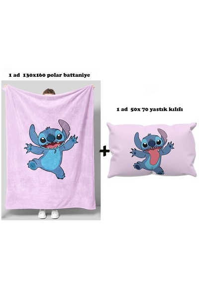 GC GÖKHAN CLUB Stich Themed Fleece Blanket Pillowcase