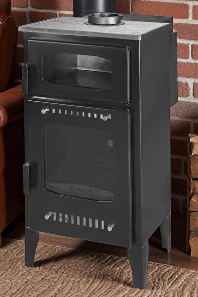 Zinnet Design Eko Model 8 kW Odun & Pelet Şömine Sobası – Geniş Camlı, Fırınlı ve Isı Ayarlı