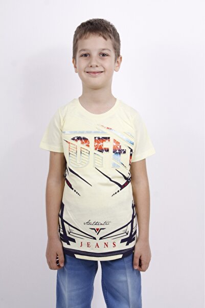 Toontoy Boy's Seersucker Printed Off T-Shirt