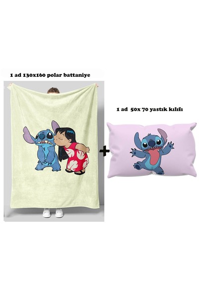 GC GÖKHAN CLUB Stich Themed Fleece Blanket Pillowcase