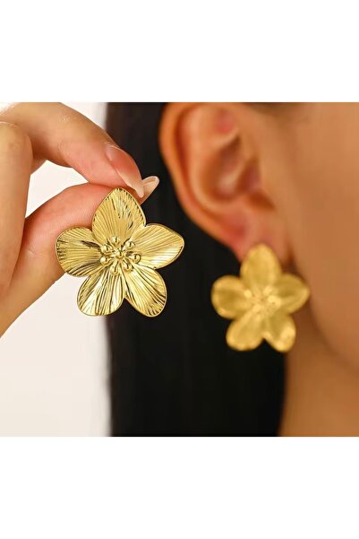 monalisatoka Kadın Gold Çiçek Küpe