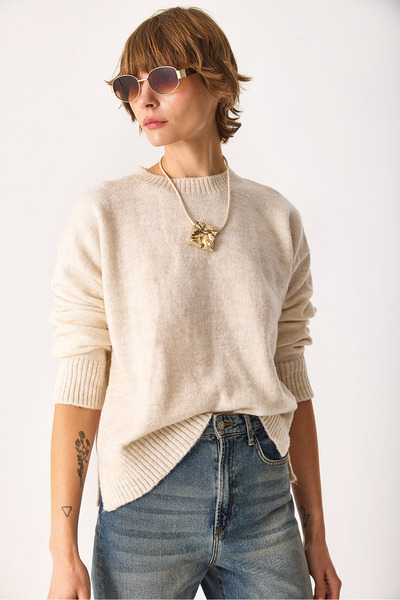 VENA Anita Bisiklet Yaka Triko Kazak-KEMİK