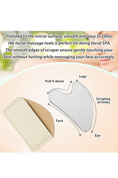 L&Wen Gua Sha Facial Tool, Stainless Steel Guasha Face Massager, Reduce Puffiness, Relax Skin for Face