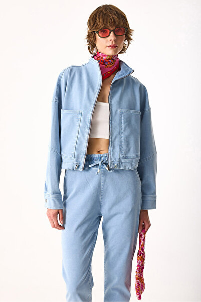 VENA Marla Sky Blue Oversize Jean Jacket-Sky Blue