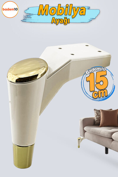 Badem10 Maya Kanepe Koltuk Ayağı 15 cm Lüks Krem Gold Baza Sehpa TV Ünitesi D...