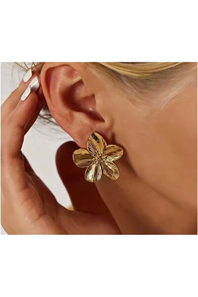 monalisatoka Kadın Gold Çiçek Küpe
