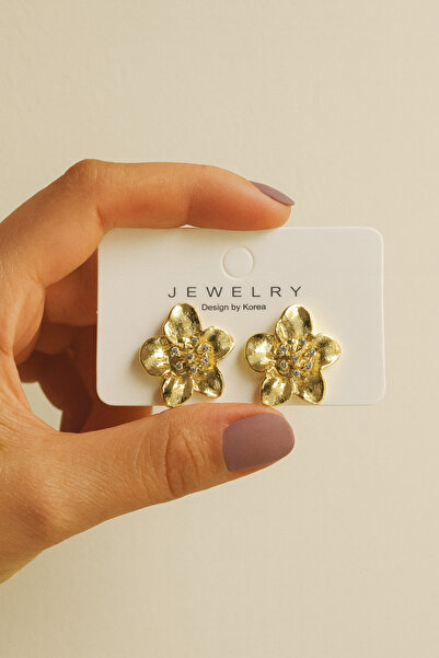 monalisatoka Kadın Gold Çiçek Küpe