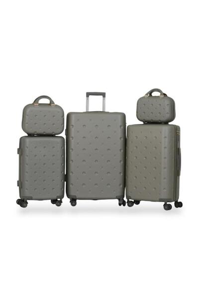 Red Sea Dabsh Bridal Travel Bag Set - 5 Pieces Includes 3 Trolley Bags and 2 Makeup Bags - with Flexible Covers - 360 Degrees