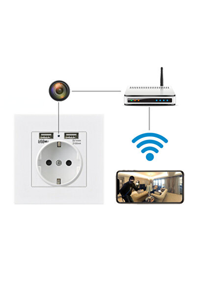 SMT SECURITY Classic 220V Socket with HD Video Camera and Microphone - Wi-Fi - Remote Access - App iOS & Android