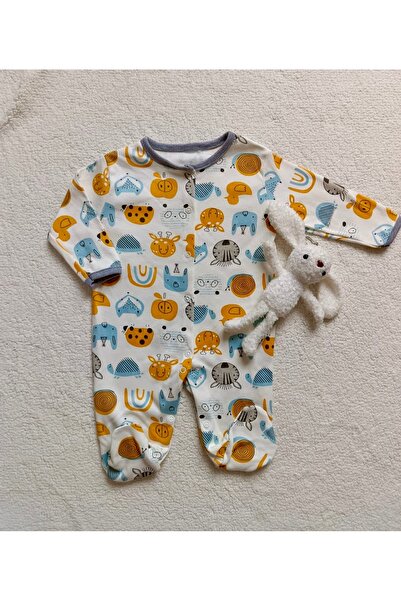 Bilge Trend Baby Girl Boy 100% Cotton 3 Pieces Combed Cotton Buttoned Jumpsuit Set