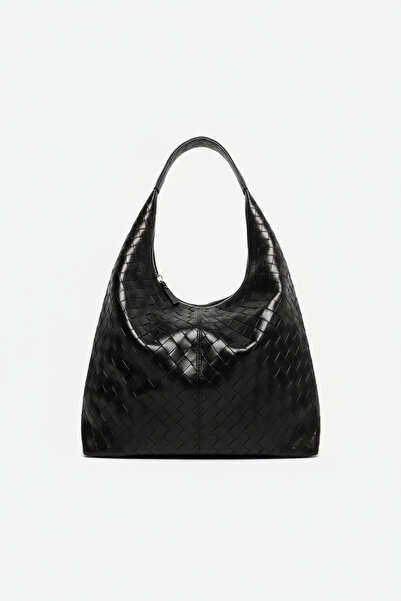 KISCHE Casual Knitting Model Zipper Closure University Women's Hand and Shoulder Bag