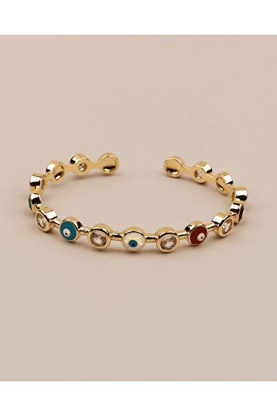 Portakal Esintisi Mirana Nazar Beaded Adjustable Bracelet