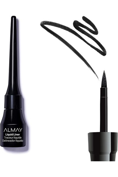 ALMAY Liquid Eyeliner, Waterproof, Fade-Proof Eye Makeup, Easy-to-Apply Liner Brush, 221 Black, 0.1 Oz