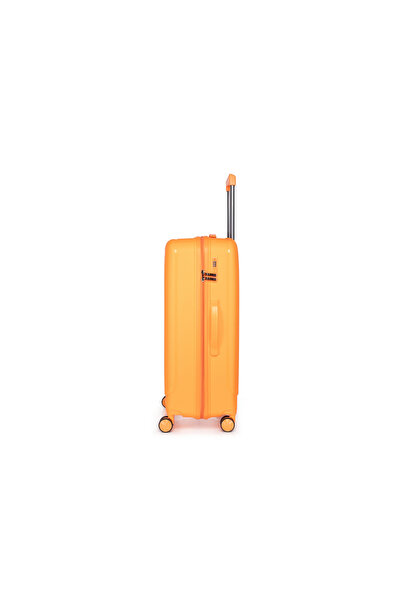 Prince Travelling Un Breakable PP Hard Luggage (8 Wheels) Glider 28 Inch /93 Litre Large - Candy Orange