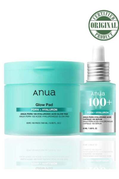 Anua Heartleaf PDRN Hyaluronic Acid Glow Bundle – Capsule 100 Serum & Glow Pad 230ml