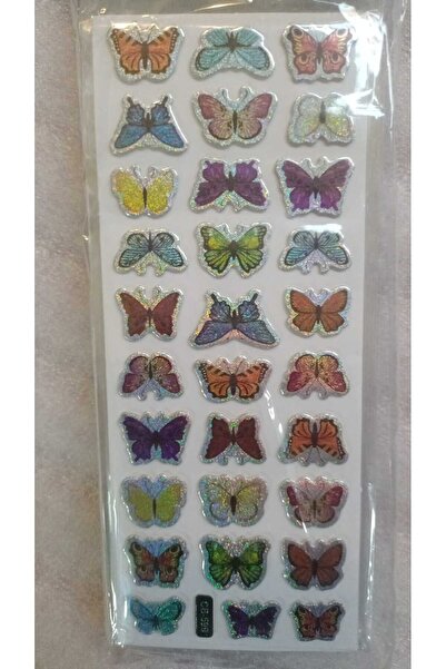 BADE TOYS Sparkly STICKERS KELEBEK Temalı Kabartma Stıcker 4 Kartela