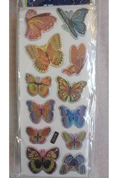 BADE TOYS Sparkly STICKERS KELEBEK Temalı Kabartma Stıcker 4 Kartela