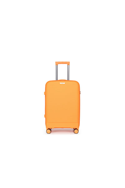 Prince Travelling Un Breakable PP Hard Luggage (8 Wheels) Glider 24 Inch - 62 Litre Medium - Candy Orange