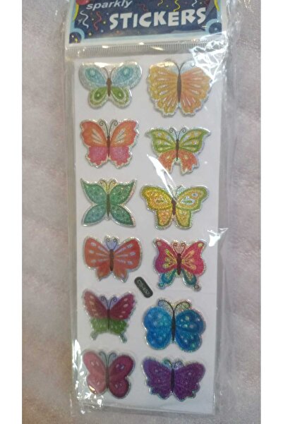 BADE TOYS Sparkly STICKERS KELEBEK Temalı Kabartma Stıcker 4 Kartela