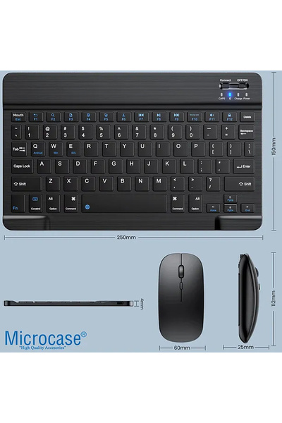 Microcase Lenovo Tab M11 11 inch Tablet ile uyumlu Türkçe Bluetooth Klavye+Mouse+Tablet Standı Beyaz AL5166