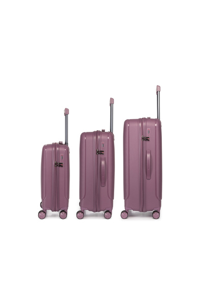 Prince Travelling Un Breakable PP Hard Luggage (8 Wheels) Glider 3 Pcs Set -20 Inch X 24 Inch X 28 Inch - Deep Purple
