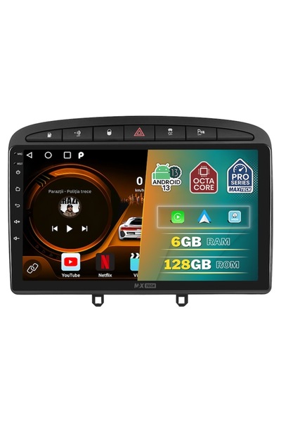 MaxTech Navigatie Peugeot 308 ( 2007-2014 ) dedicata, 6 GB Ram 128 GB Rom OctaCore, Carplay & Android auto