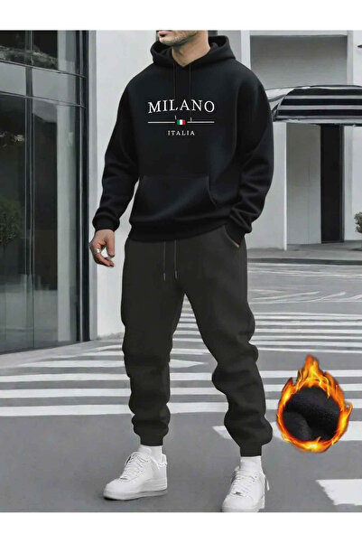 Lider Leather Σετ 2 τεμαχίων Unisex με στάμπα και κουκούλα – Φούτερ & Παντελό...