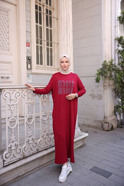 JESSE STORY Women's Vorteks Combed Cotton Hijab Dress with Stone Accessories (Lycra Cotton Fabric)