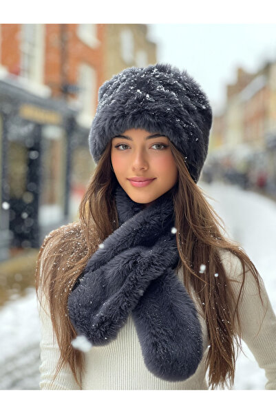 LAGRANZE Women's Plush Bucket Hat - Scarf 2-Piece Set