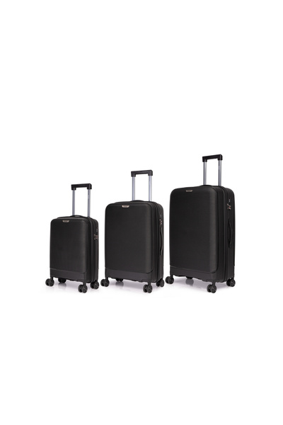 Prince Travelling Un Breakable PP Hard Luggage (8 Wheels) Glider 3 Pcs Set -20 Inch X 24 Inch X 28 Inch - Black